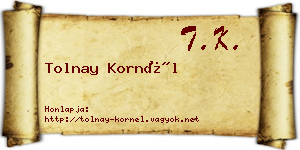 Tolnay Kornél névjegykártya